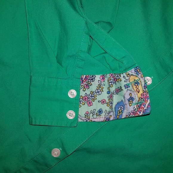 Van Heusen Kelly Green Button-Down Dress Shirt M - Picture 4 of 7